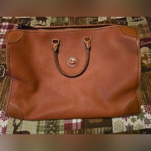 Dooney & Bourke Retired Pebbled Leather Travel Weekender Tote in Cognac Brown